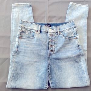 Express Skinny High Rise Jean, blue white wash, size 6R